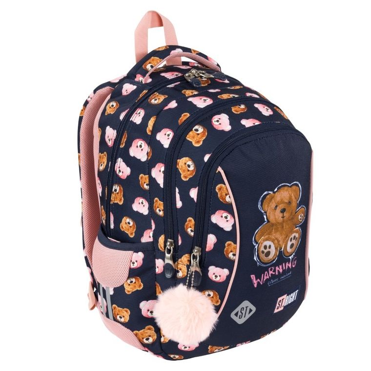 St.Right, rucsac pentru scoala, cu 3 compartimente, Teddy Bear