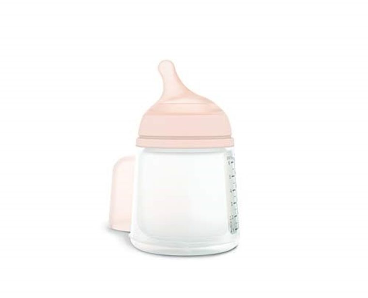 Suavinex, Zero Zero, biberon, tetina din silicon, debit adaptiv, suplimentarea alaptarii la san, 180 ml