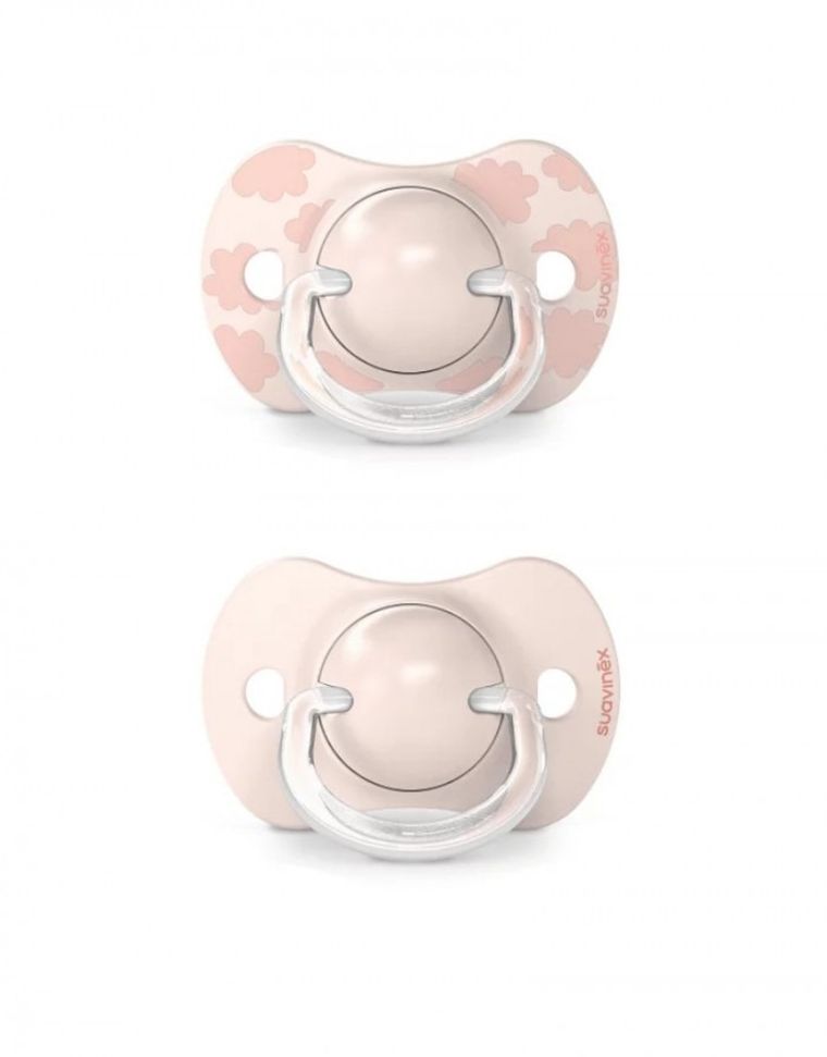 Suvainex, Dreams, suzeta fiziologica SX Pro din silicon, 2 buc., 0-6 luni, roz