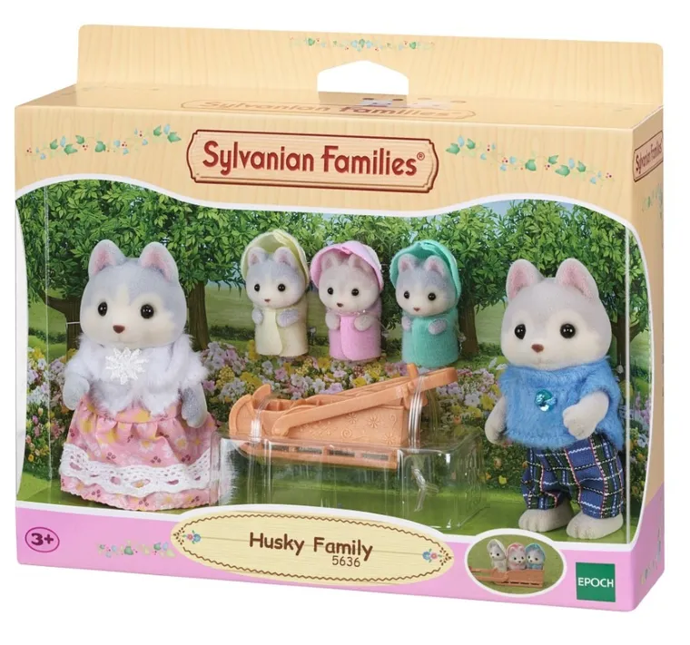 Sylvanian Families, Familia de catelusi Husky, set de figurine, 5636