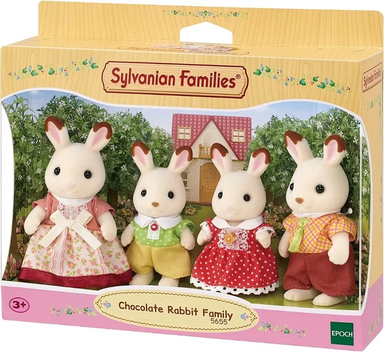 Sylvanian Families, Familia de iepurasi cu urechiuse de ciocolata, set de figurine, 5655