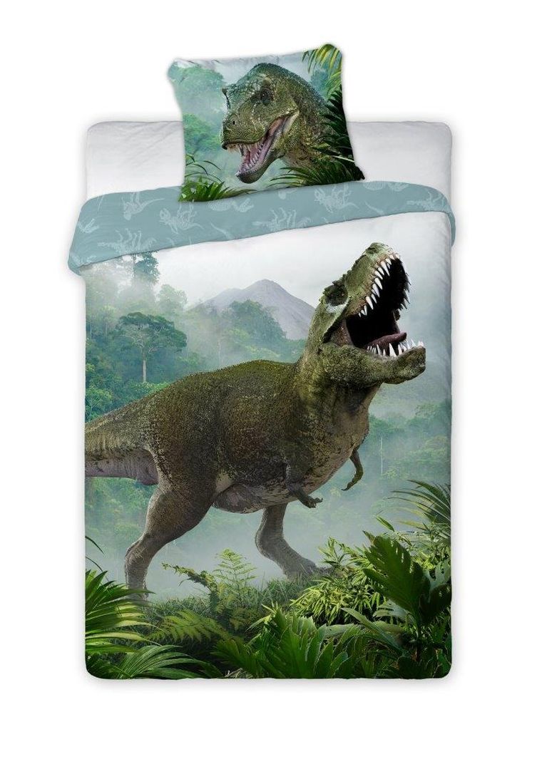 T-Rex, set lenjerie de pat single, verde, 140-200 cm