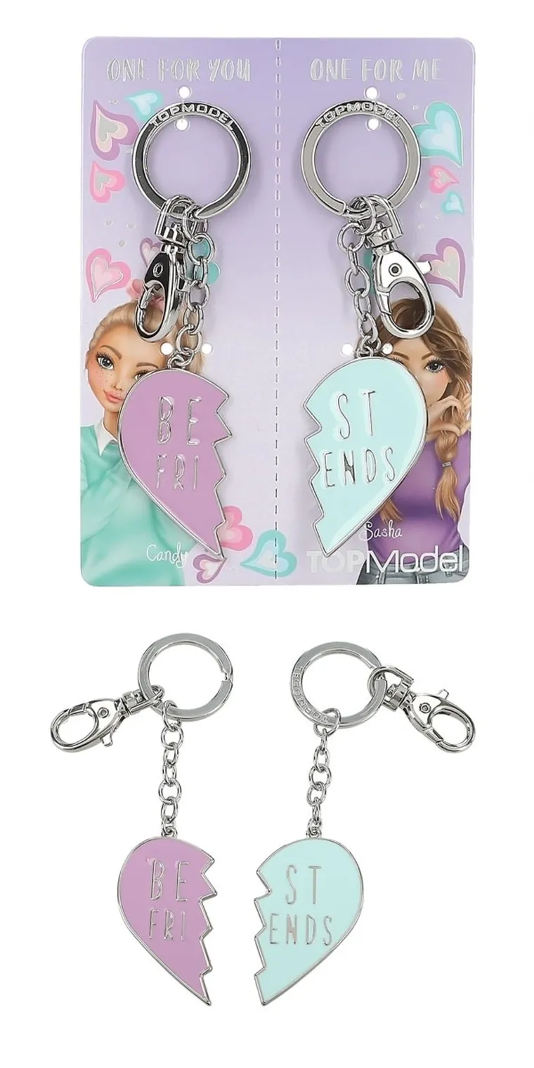 Top Model, BFF, brelocuri pentru prietene, 2 jumatati de inima, violet