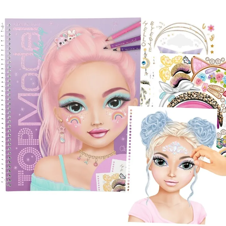 Top Model, machiaj, sketchbook cu autocolante