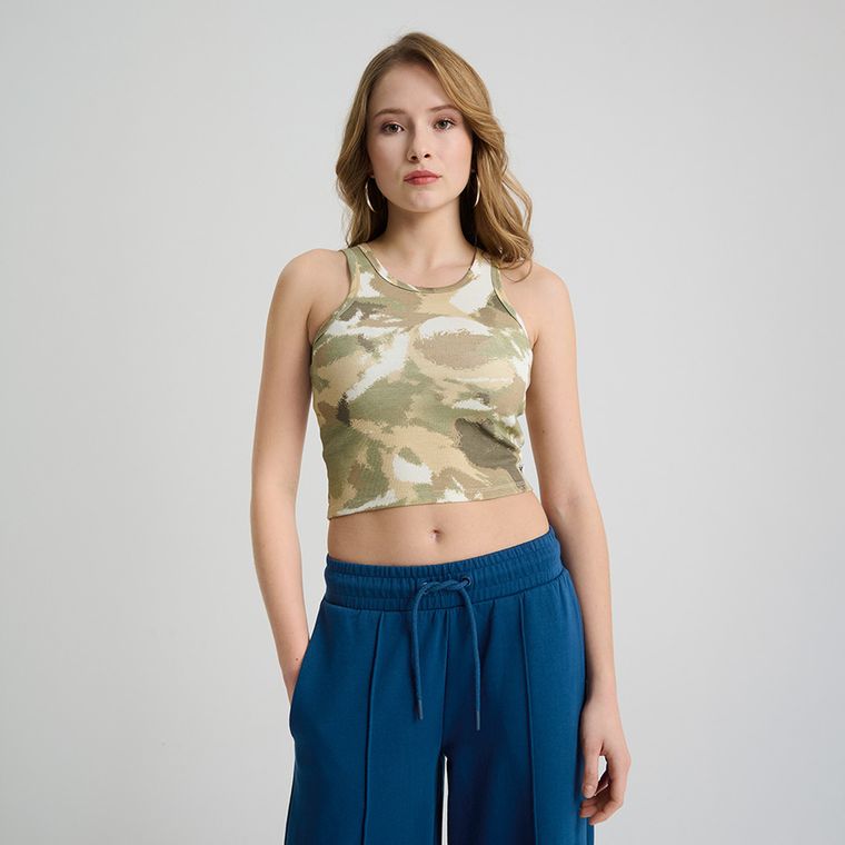 Top reiat kaki cu adaos de modal NOWEAR