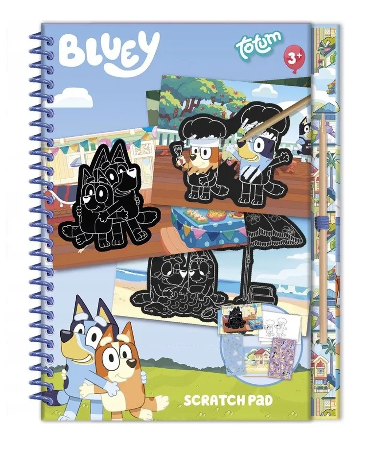 Totum, Bluey, carte de colorat si razuit cu stickere