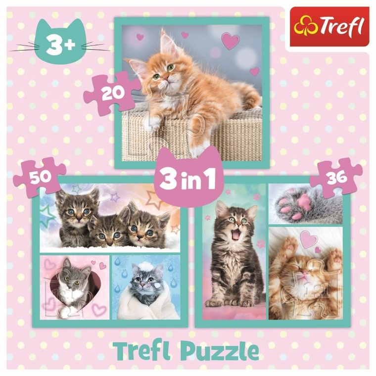 Trefl, Animale dulce, puzzle 3in1, 106 piese
