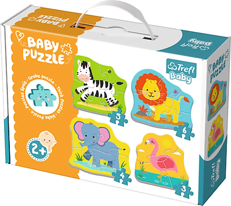 Trefl, Baby Classic, Animale pe safari Baby, puzzle, 14 piese