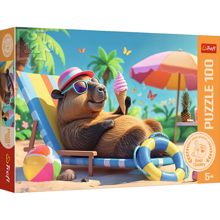 Trefl, Capibara Relax, puzzle, 100 piese