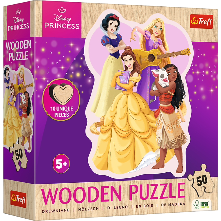 Trefl, Disney Princess, puzzle din lemn, 50 piese