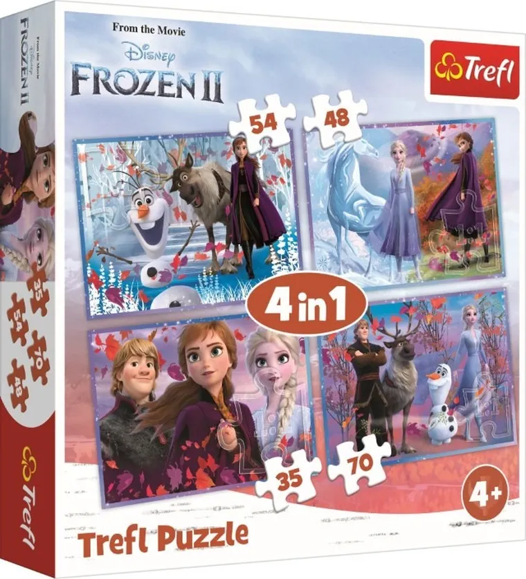 Trefl, Frozen 2, Calatorie in necunoscut, puzzle 4in1, 71 piese