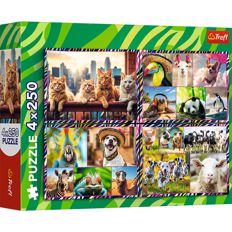 Trefl, Funny animals, puzzle, 4-250 piese