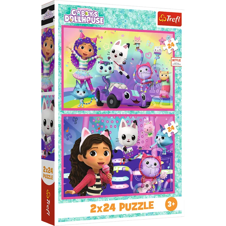 Trefl, Gabby's Dollhouse, puzzle, 2-24 piese