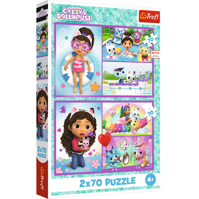 Trefl, Gabby's Dollhouse, puzzle, 2-70 piese