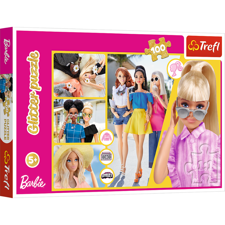 Trefl, Glitter Barbie, puzzle, 100 piese