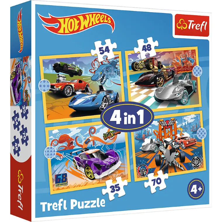 Trefl, Hot Wheels, puzzle 4w1