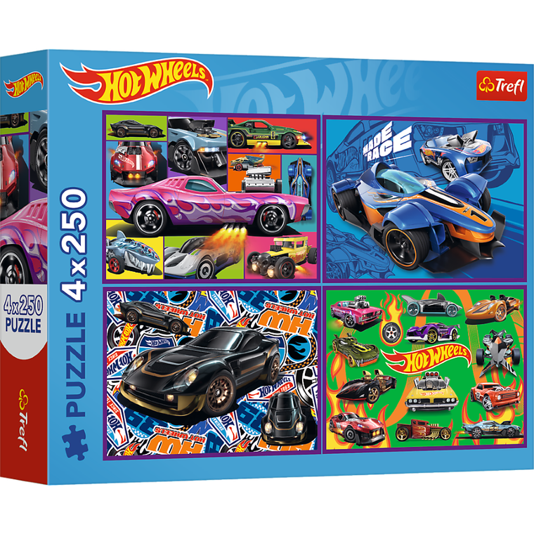 Trefl, Hot Wheels, Racing Cars, puzzle, 4-250 piese