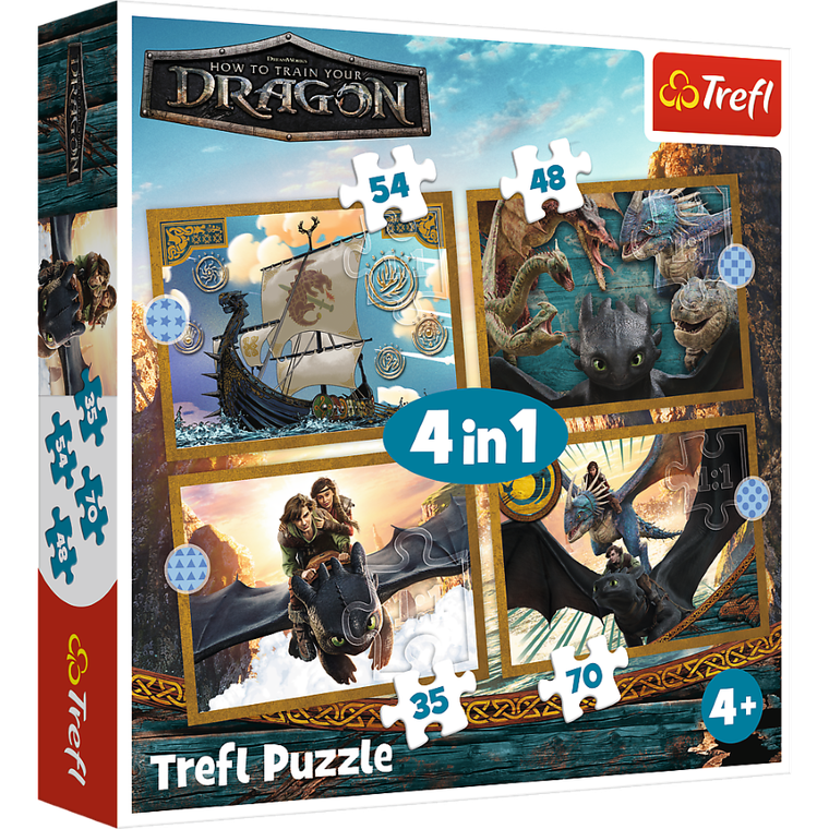 Trefl, How To Train Your Dragon, puzzle 4in1