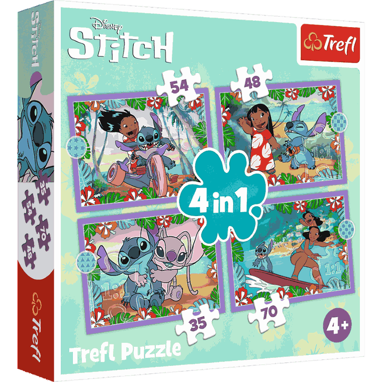 Trefl, Lilo si Stitch, puzzle, 4in1, 207 piese