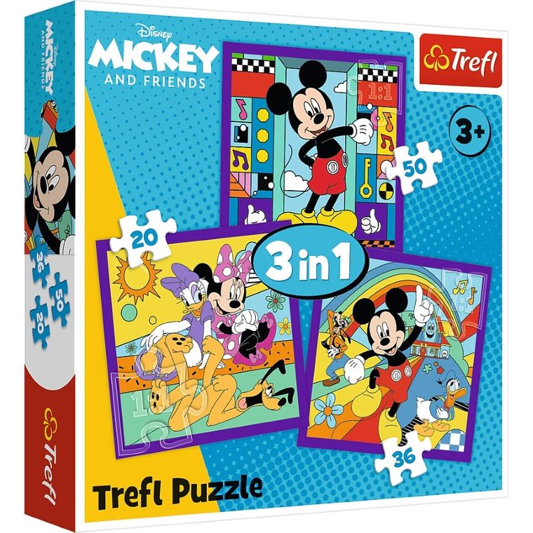 Trefl, Mickey Mouse, puzzle 3in1