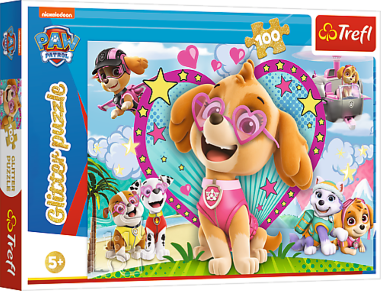 Trefl, Paw Patrol, Glitter, In lumina lui Skye, puzzle, 100 piese