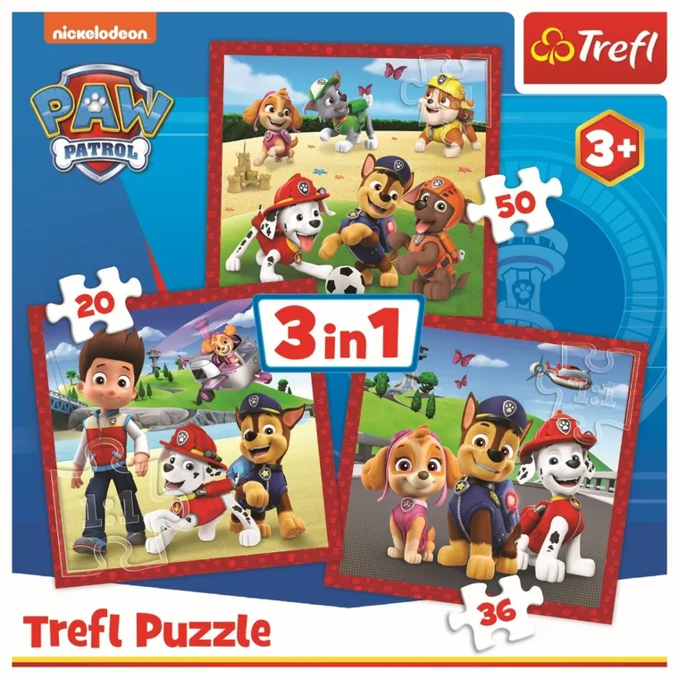 Trefl, Paw Patrol, puzzle 3in1, 106 piese