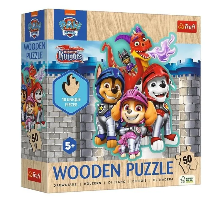 Trefl, Paw Patrol, puzzle din lemn, 50 piese