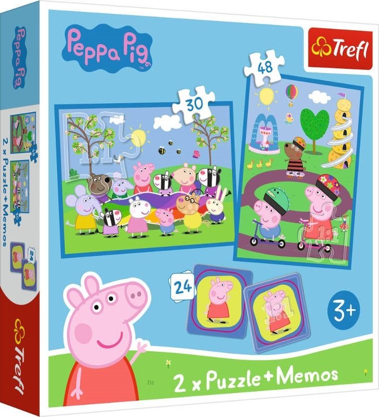 Trefl, Peppa Pig, puzzle si memos, 2in1