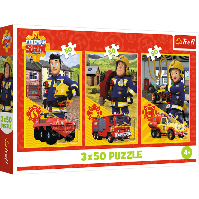 Trefl, Pompierul Sam, puzzle, 3-50 piese