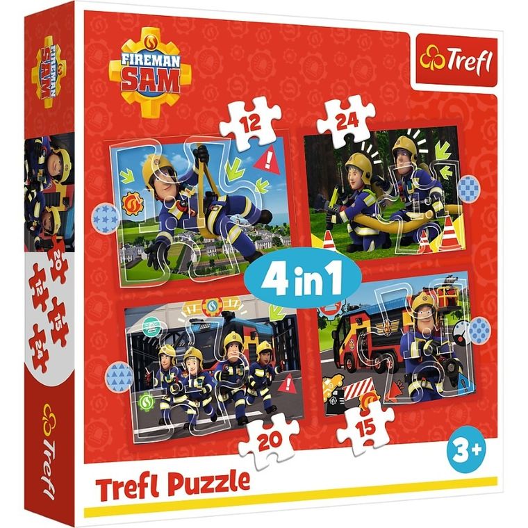 Trefl, Pompierul Sam, puzzle 4in1, 71 piese