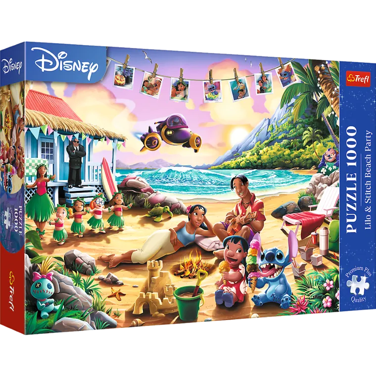 Trefl, Premium Plus, Lilo si Stitch, Beach Party, puzzle, 1000 piese