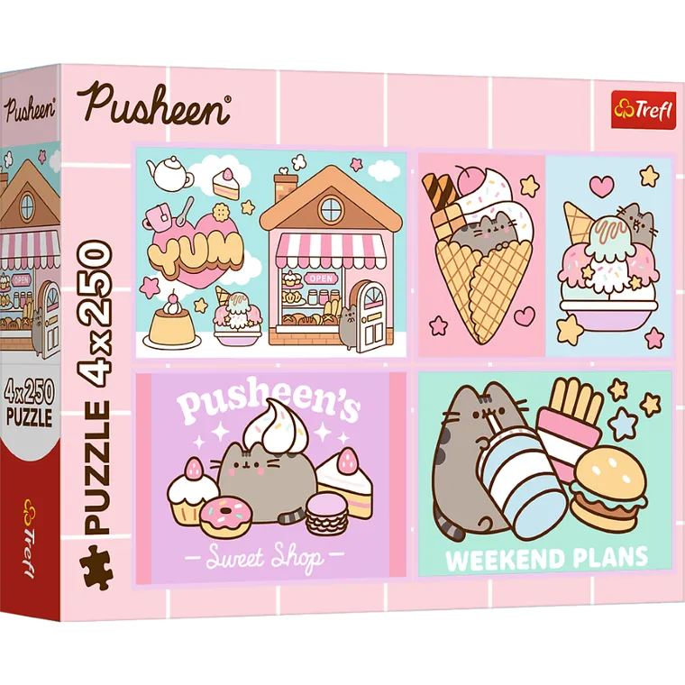 Trefl, Pusheen, puzzle, 4-250 piese