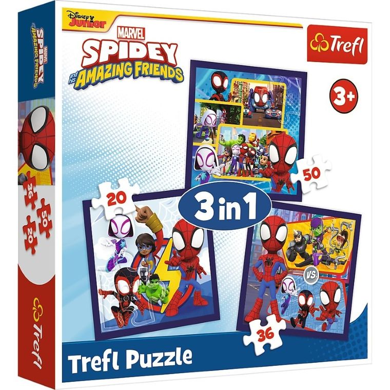 Trefl, Spidey si Prietenii sai fantastici, puzzle 3in1, 106 piese