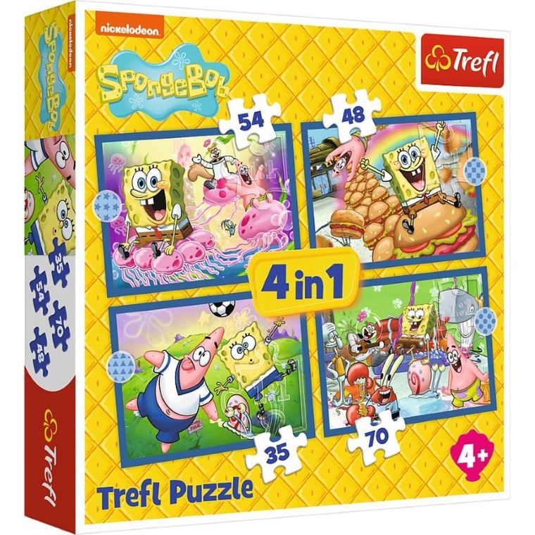 Trefl, SpongeBob, puzzle 4in1, 54+48+35+70 piese