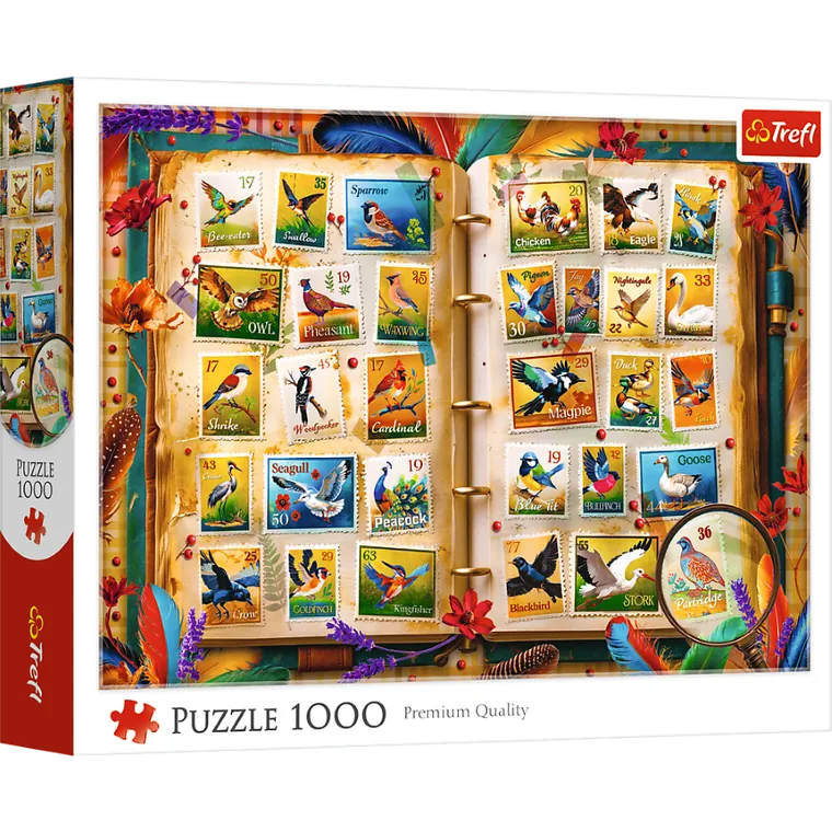 Trefl, Stamps with Birds, puzzle, 1000 piese