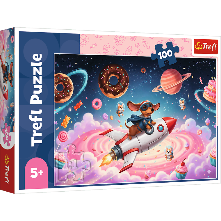 Trefl, Teckel pe o racheta, puzzle, 100 piese