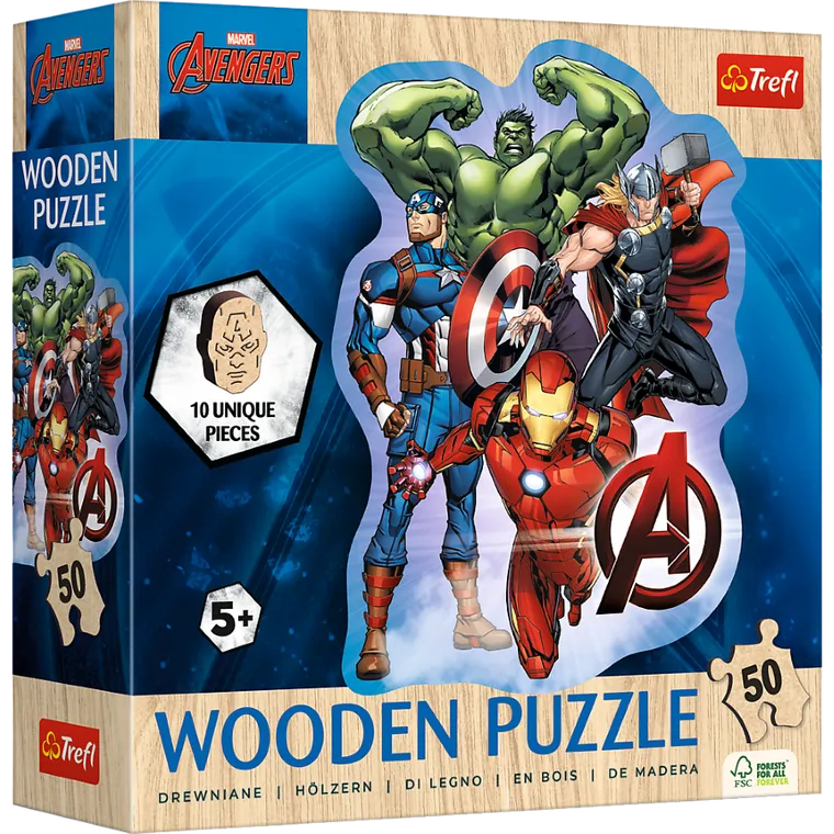 Trefl, The Avengers, puzzle din lemn, 50 piese