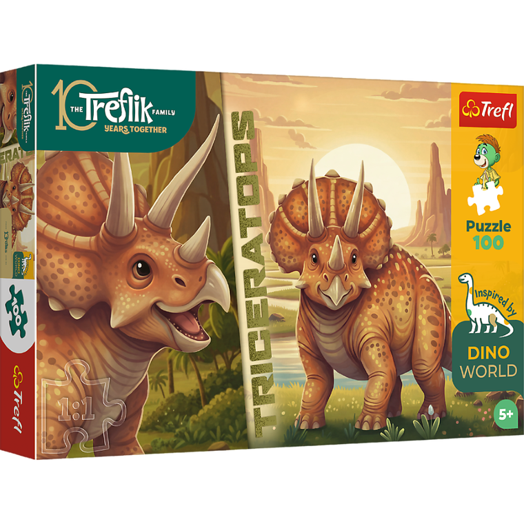 Trefl, Trefliks, Inspired By Dino World, Triceratops, puzzle, 100 piese