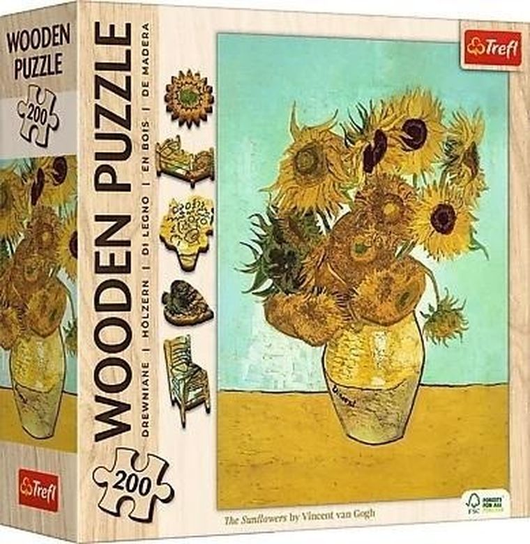 Trefl, Van Gogh, Sunflowers, puzzle din lemm, 200 piese