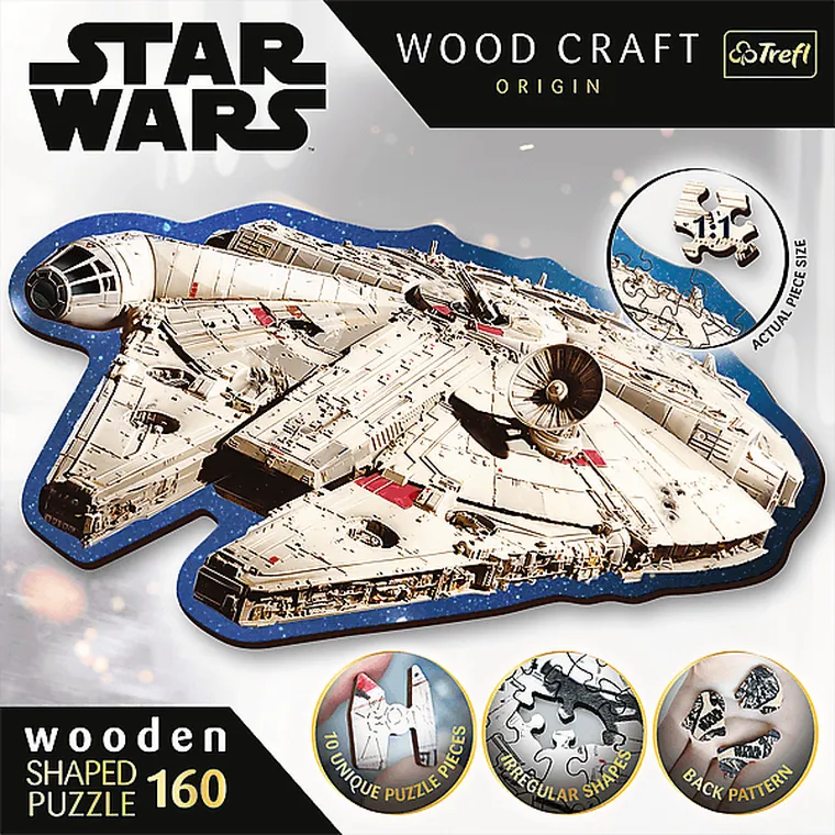 Trefl, Wood Craft, Star Wars, Millennium Falcon, puzzle din lemn, 160 piese