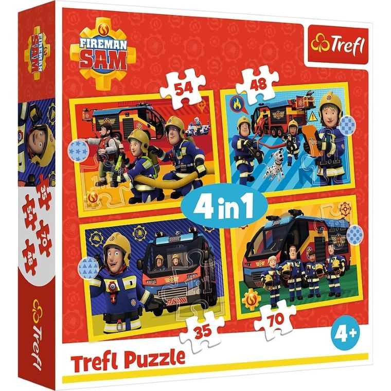 Trelf, Pompierul Sam, puzzle 4in1, 207 piese