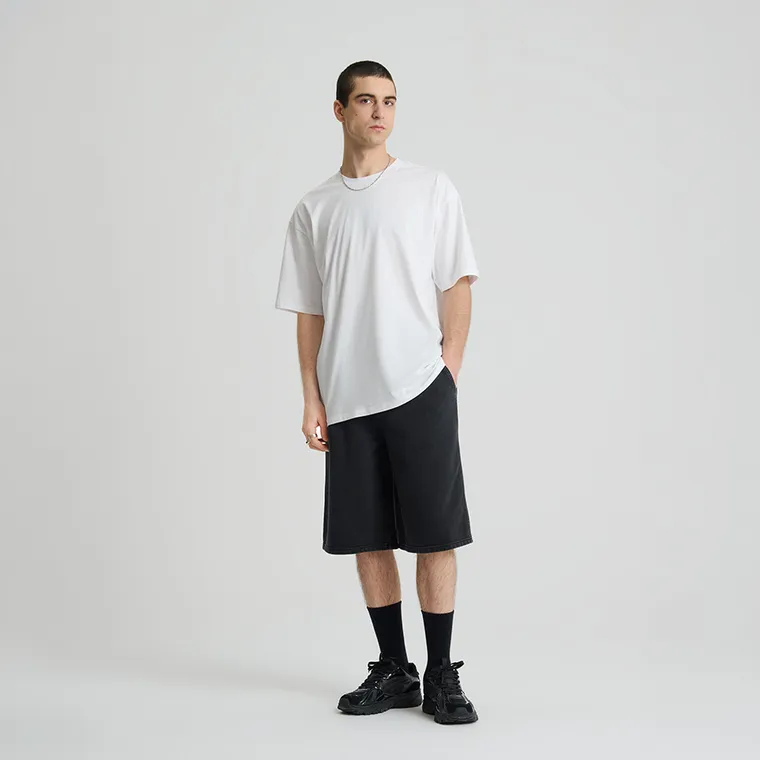 Tricou basic alb cu croiala relaxed NOWEAR