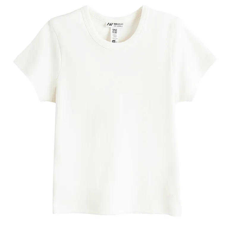 Tricou basic alb din bumbac pieptanat NOWEAR