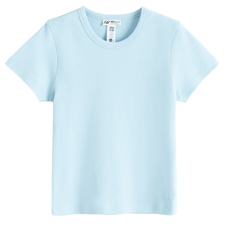 Tricou basic albastru din bumbac pieptanat NOWEAR