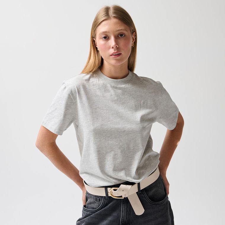 Tricou basic gri din bumbac pieptanat NOWEAR