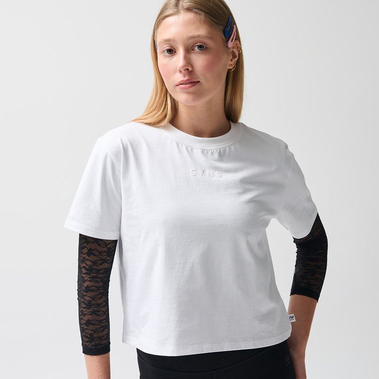 Tricou cropp alb din bumbac pieptanat NOWEAR