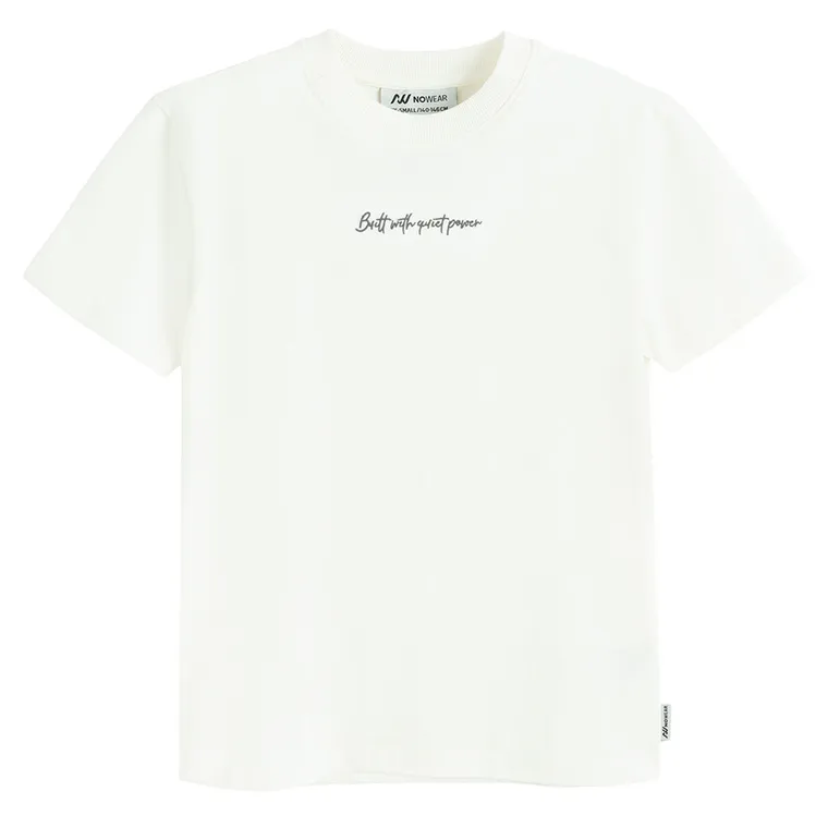 Tricou off-white brodat NOWEAR
