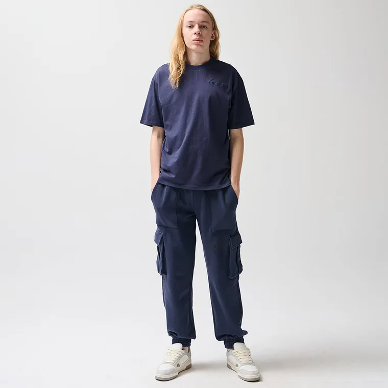 Tricou oversize bleumarin din bumbac pieptanat NOWEAR