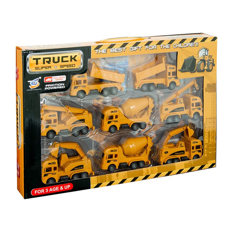 Truck, masinute de constructii, set de vehicule, 8 buc.