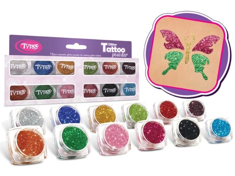 TyToo, tatuaje cu sclipici, 12 culori